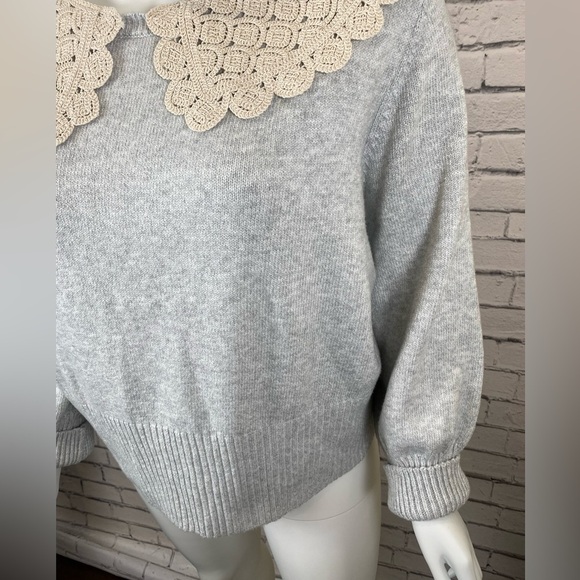 A.N.A. Grey Sweater With Crochet Collar size 4X - Picture 3 of 7